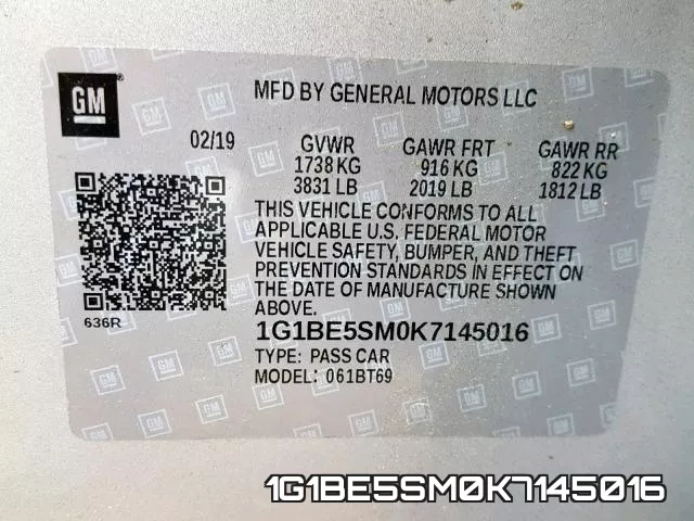1G1BE5SM0K7145016 фото 2