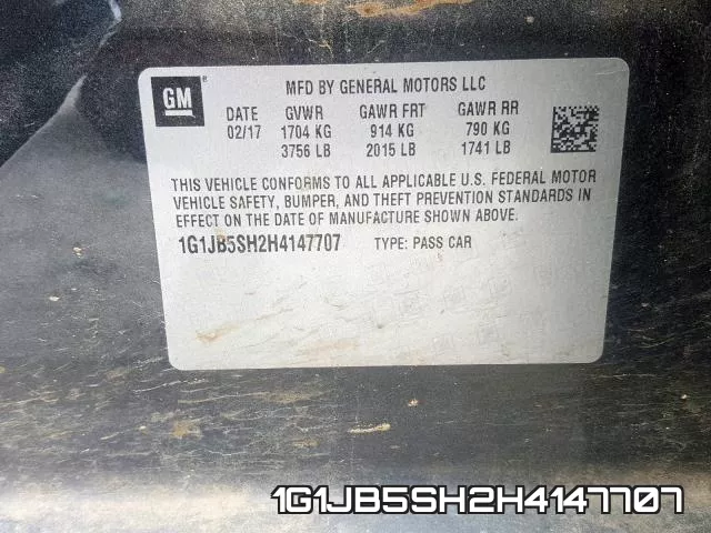 1G1JB5SH2H4147707 фото 2