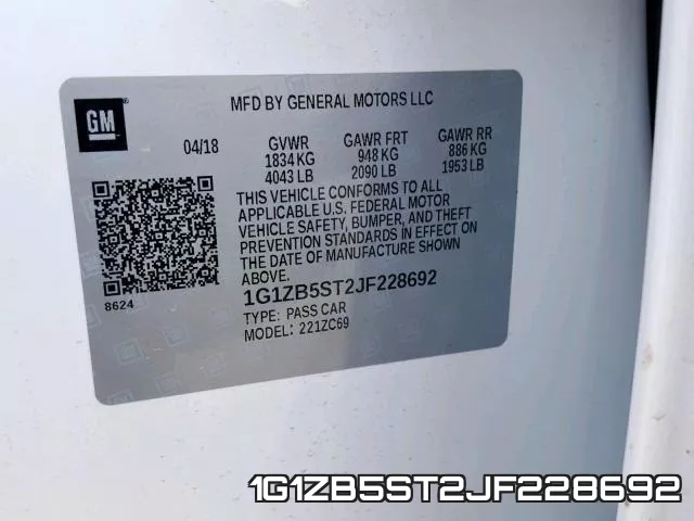 1G1ZB5ST2JF228692 фото 2
