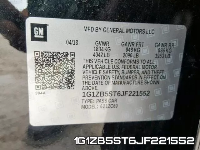 1G1ZB5ST6JF221552 фото 2