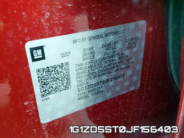 1G1ZD5ST0JF156403 фото 2