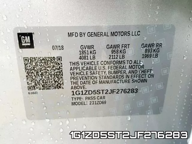 1G1ZD5ST2JF276283 фото 2