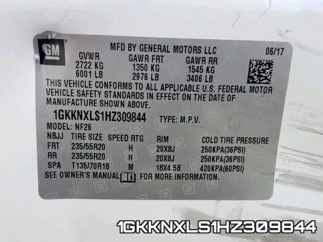 1GKKNXLS1HZ309844 фото 2