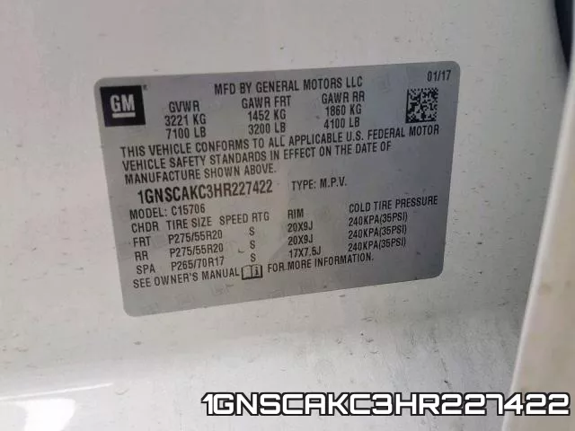 1GNSCAKC3HR227422 фото 2