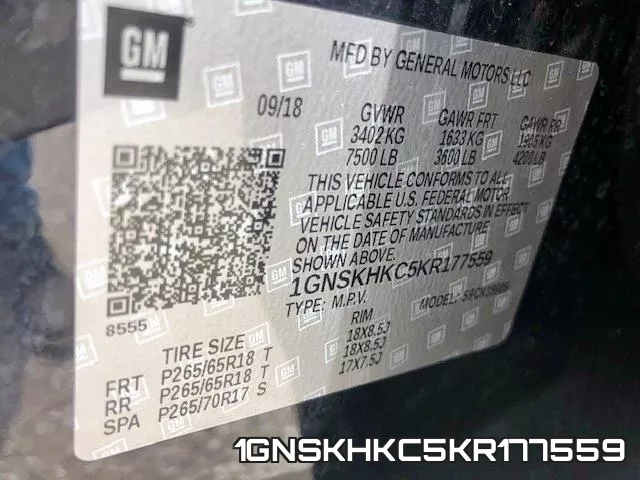 1GNSKHKC5KR177559 фото 9