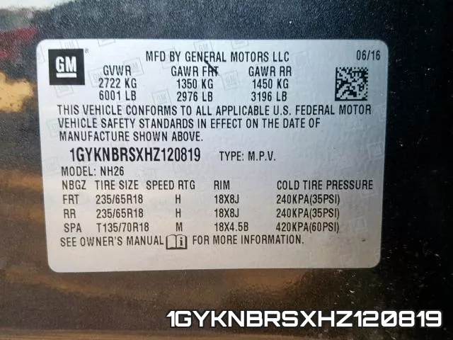 1GYKNBRSXHZ120819 фото 2