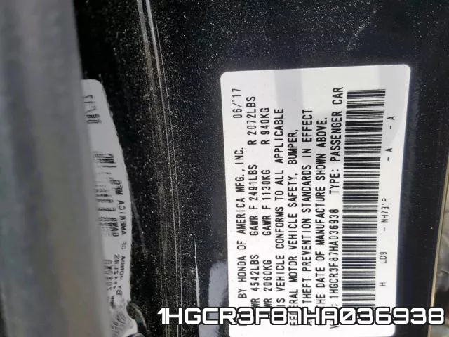 1HGCR3F87HA036938 фото 2