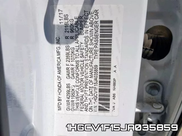 1HGCV1F15JA035859 фото 2