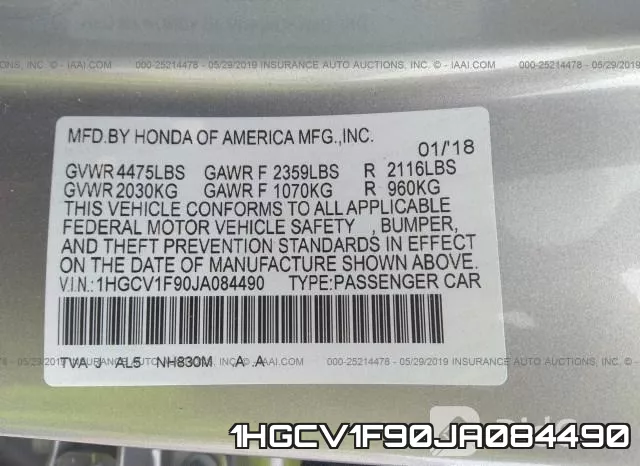 1HGCV1F90JA084490 фото 10