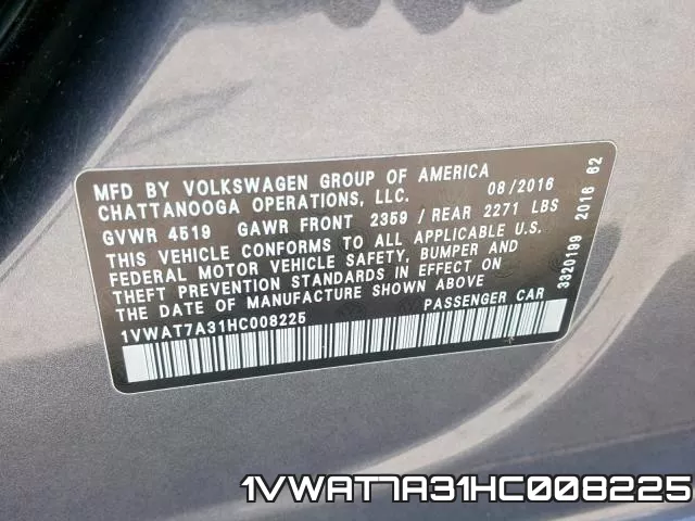 1VWAT7A31HC008225 фото 2