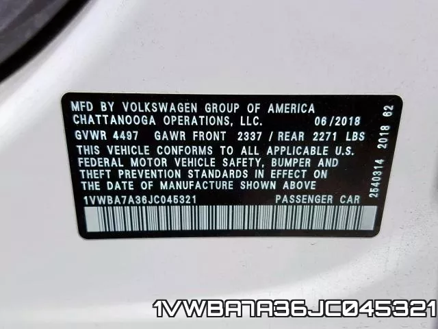 1VWBA7A36JC045321 фото 2