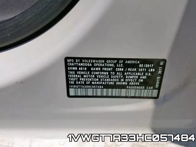 1VWGT7A33HC057484 фото 2