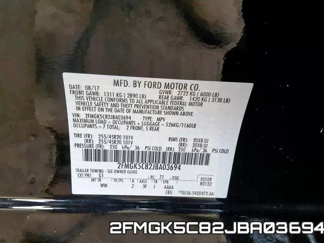 2FMGK5C82JBA03694 фото 2