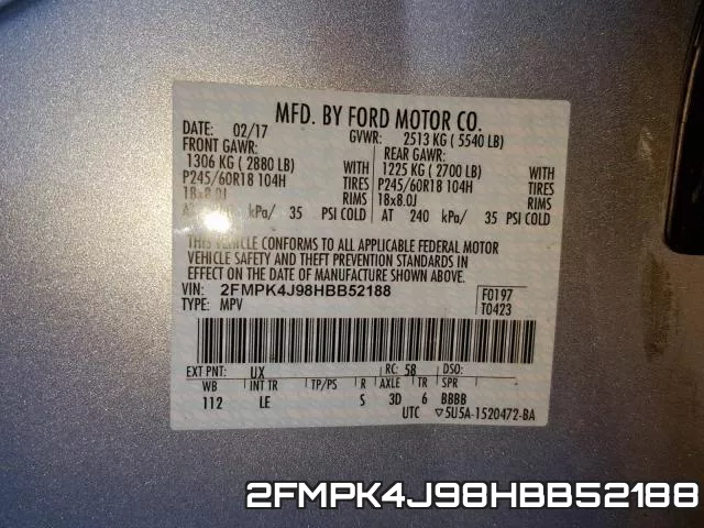 2FMPK4J98HBB52188 фото 2