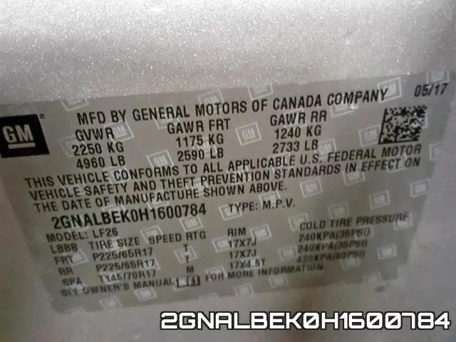 2GNALBEK0H1600784 фото 2