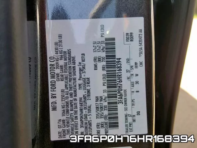 3FA6P0H76HR168394 фото 2