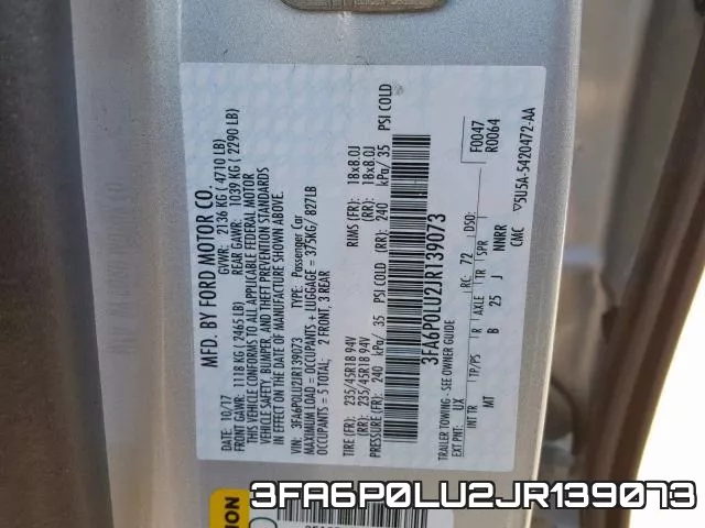 3FA6P0LU2JR139073 фото 2
