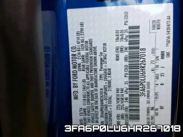 3FA6P0LU6HR267018 фото 2