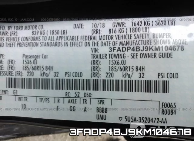 3FADP4BJ9KM104678 фото 10