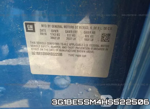 3G1BE5SM4HS522506 фото 10