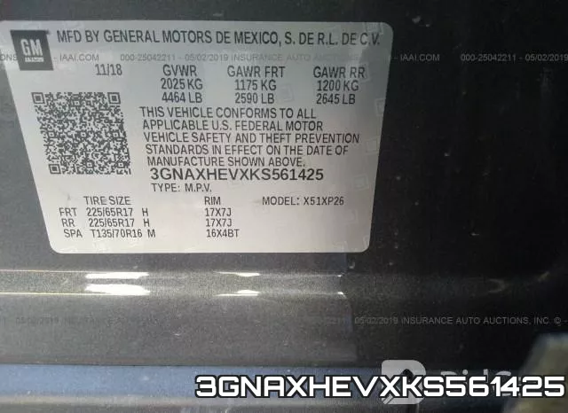 3GNAXHEVXKS561425 фото 10