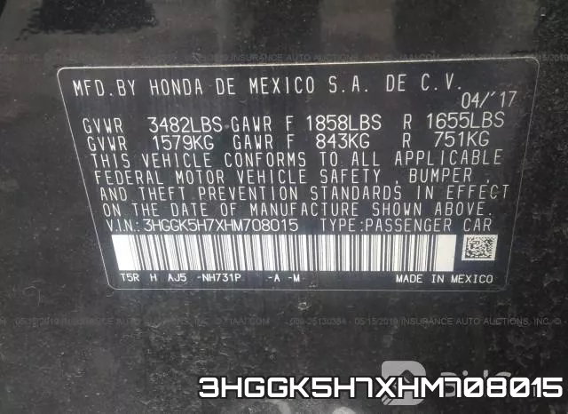 3HGGK5H7XHM708015 фото 10