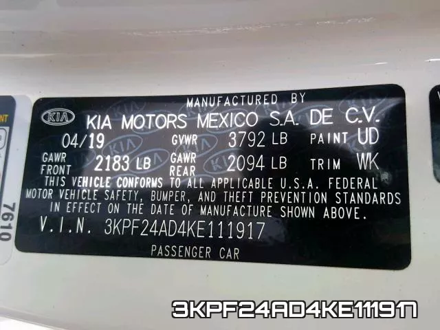 3KPF24AD4KE111917 фото 2