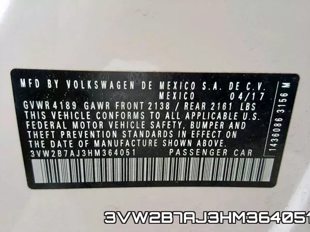 3VW2B7AJ3HM364051 фото 2
