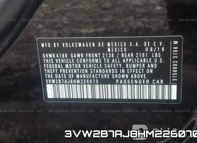 3VW2B7AJ8HM226070 фото 10