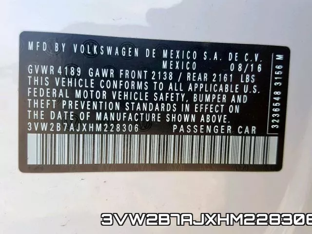 3VW2B7AJXHM228306 фото 2
