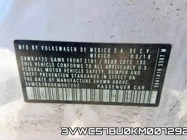 3VWC57BU0KM007292 фото 2