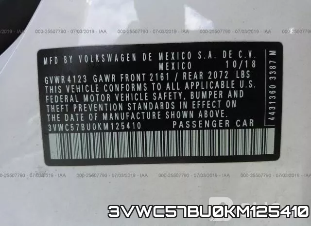 3VWC57BU0KM125410 фото 10
