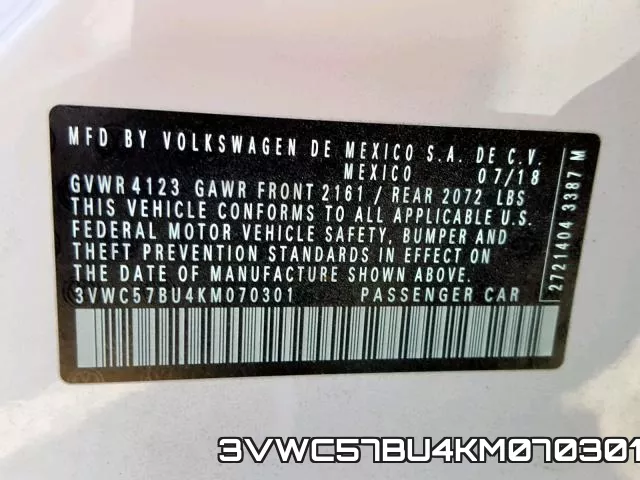 3VWC57BU4KM070301 фото 2