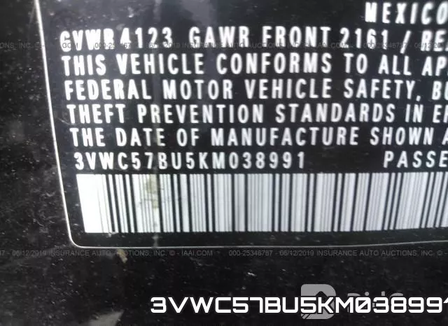 3VWC57BU5KM038991 фото 10