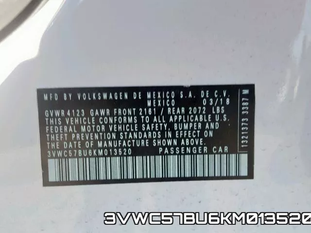 3VWC57BU6KM013520 фото 2