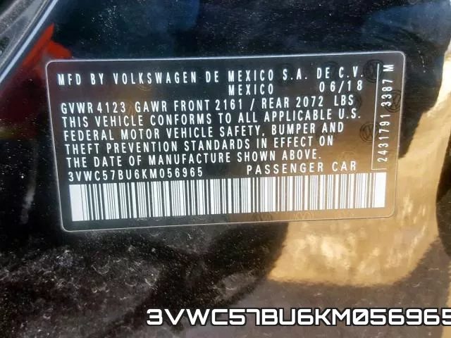 3VWC57BU6KM056965 фото 2