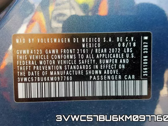 3VWC57BU6KM097760 фото 2
