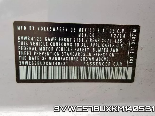 3VWC57BUXKM140531 фото 2