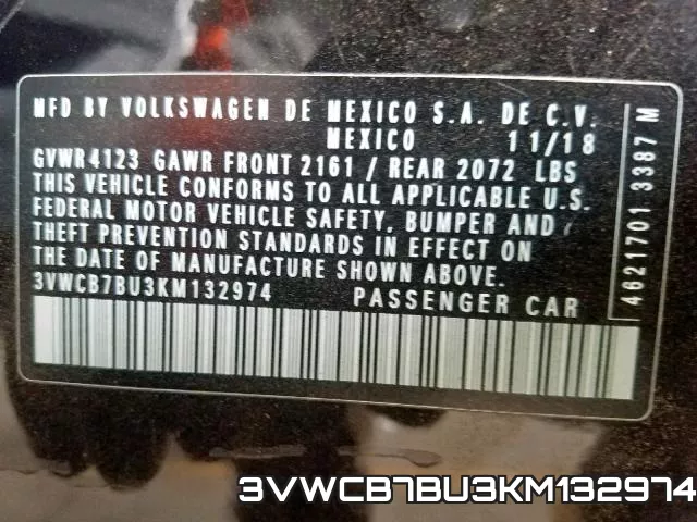 3VWCB7BU3KM132974 фото 2