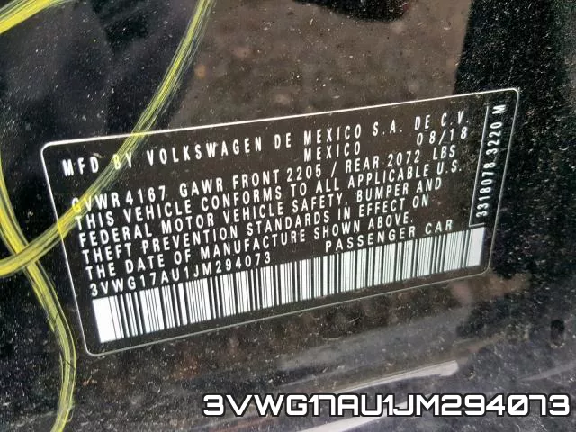 3VWG17AU1JM294073 фото 2