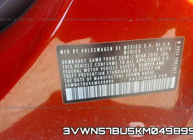 3VWN57BU5KM049899 фото 10