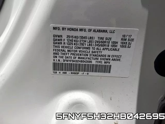 5FNYF5H32HB042695 фото 2