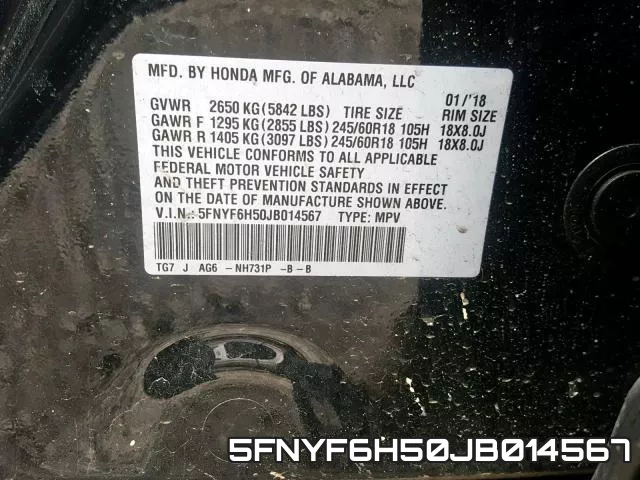 5FNYF6H50JB014567 фото 2