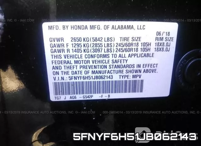 5FNYF6H51JB062143 фото 10