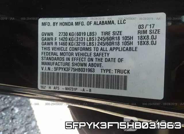 5FPYK3F75HB031963 фото 10