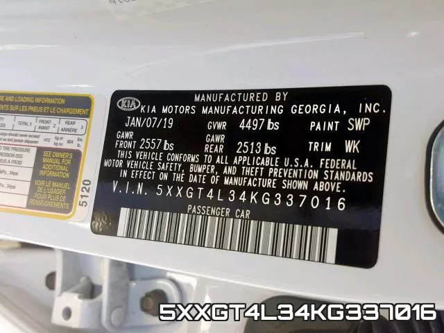 5XXGT4L34KG337016 фото 2
