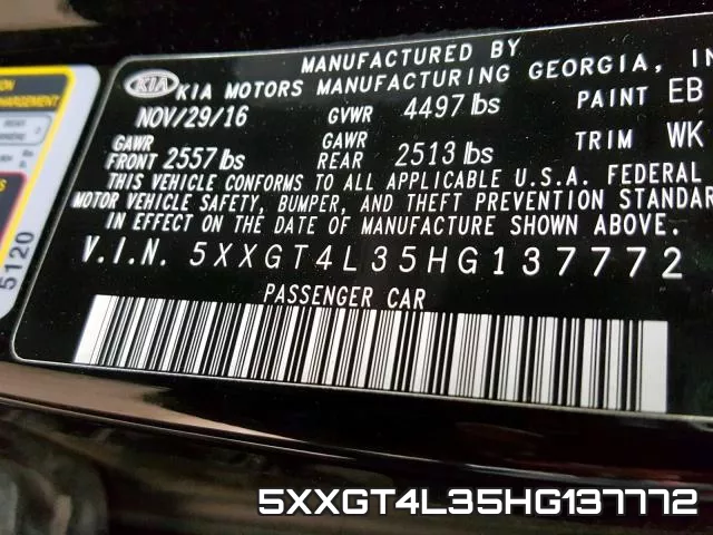 5XXGT4L35HG137772 фото 2