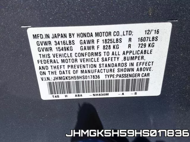 JHMGK5H59HS017836 фото 2