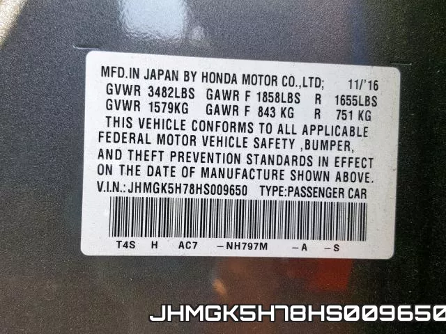 JHMGK5H78HS009650 фото 2