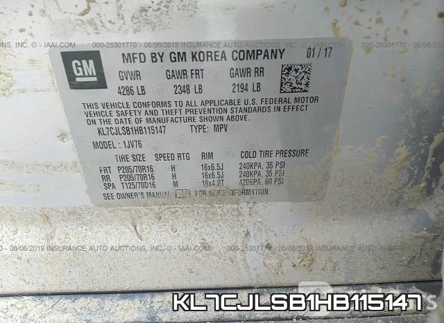 KL7CJLSB1HB115147 фото 10